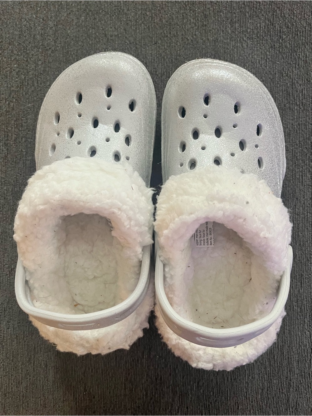 Kids fleece- Lined Glitter Slip-On Clog - White